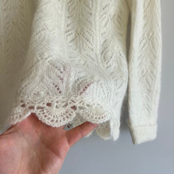 SEZANE Paris Louison Kid Mohair Jumper Knit Pullover Sweater Ecru Ivory M - Picture 13 of 13